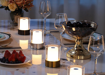 NEWSEE 4" Black Cordless Table Lamp Set of 2, Outdoor Rechargeable Lamp
