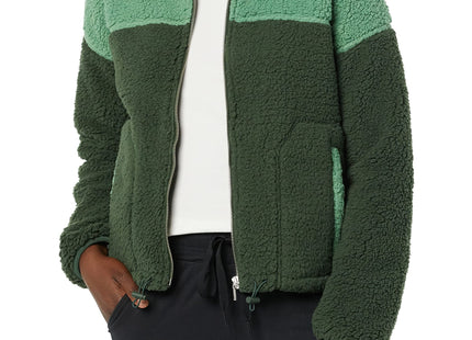 Amazon Essentials Women's Long Sleeve Fleece Zip-Up Sherpa Lined Jacket with Stand Neck, Dark Green Sage Green Shearling, XX-Large