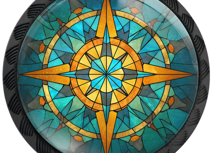Artinhand 4 Pack Stained Glass Nautical Compass Cabinet Knobs for Kitchen