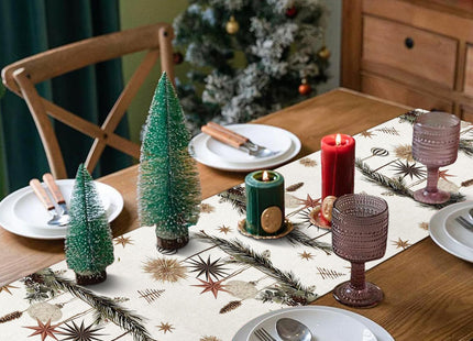 DTCSWACN Xmas Trees Holly Pine Cone Merry Christmas Table Runner, Seasonal Winter Decoration for Home Kitchen Dining Holiday Decor 13x72 Inch