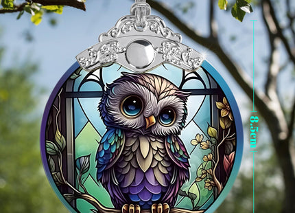 Jocidea Owl Christmas Ornaments - Stained Glass Holiday Decorations, Tree Ornaments, Xmas Gifts for Owl Lovers