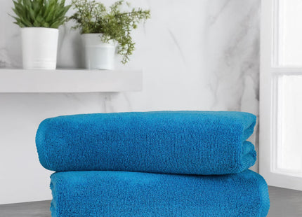 Amazon Basics 2-Piece Quick-Dry Oversize Bath Towel, 100% Cotton, 54" x 30", Lake Blue