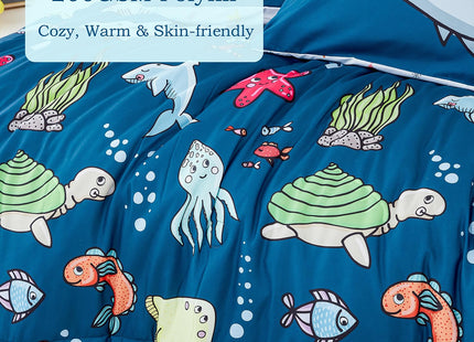 WINLIFE Shark Comforter Set Queen Size for Boys Teen Ocean Themed