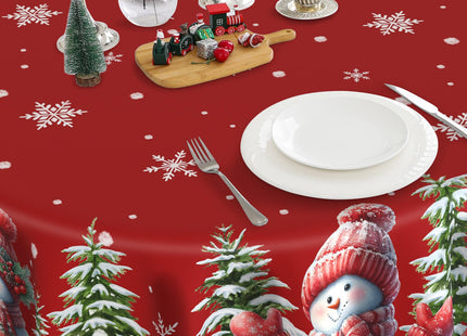 cusugbaso Round Christmas Tablecloth 60 inches - Snowman Christmas Decor