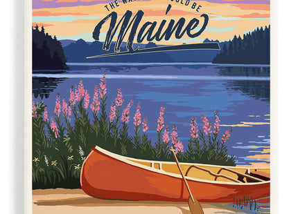 Lantern Press Maine, The Way Life Should Be, Canoe and Lake (Absorbent Ceramic Coaster, Single, Cork Back, Kitchen Table Decor)