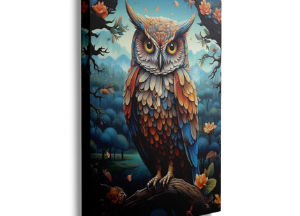 Framed Owl Canvas Wall Art Woodland Forest Wildlife Home Decor 16x24 Inches