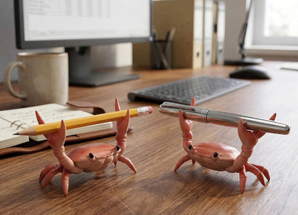 Crab Pen Holder for Desk - 4 PCs Crab Pen Holder, Creative Weightlifting Crab Pencil Stand Holder, Funny Desk Decor for Office Desks, Pencil Stand Holder, Cute Office Decor at Home, School, Studio