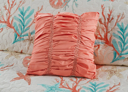 Madison Park Cotton Coastal Starfish Coral King Quilt Set, 6pc