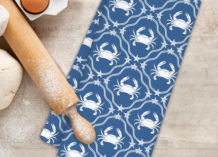 YTRGI Coastal Beach Crab Gifts for Women, Blue Crabs Kitchen Decor Hand Towels, Coastal Crab Blue and White Dish Tea Kitchen Towels, 16x24 Inch