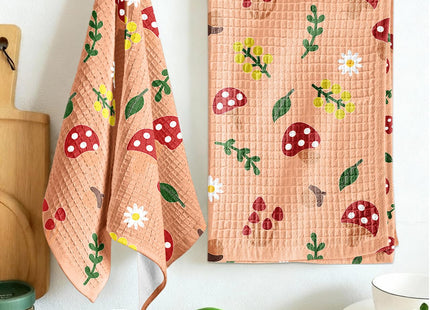 Miss Adola 370GSM Cotton Waffle Kitchen Towels, Mushroom