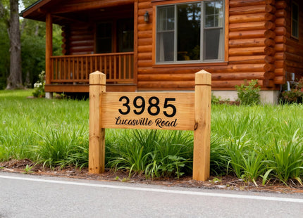 Custom Outdoor Wood Decor Personalized Last Name Large Wooden Plaques with Posts Engraved Wooden Address Sign Outdoor Camping Signs Housewarming Gift