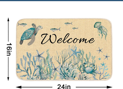 MATIRUG Coastal Beach Door Mat 16"x24" Coral Starfish Ocean Welcome mat