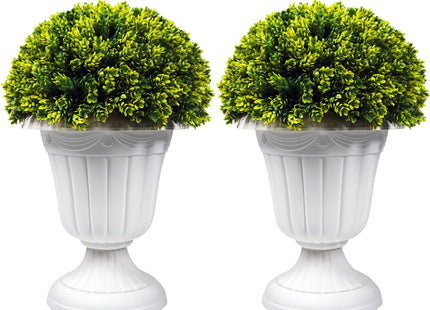 Sunnyglade 2 PCS Artificial Plastic Pine Cone-Shaped Leaves Topiary Ball Tree, Faux Potted Decorative Topiary Plant, UV Resistant Fake Plant in Pot for Home Gate Indoor Outdoor Patio Office Decor