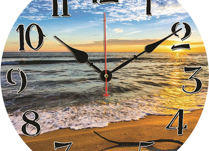 TAHEAT 12 Inch Beach Sea Wall Clock, Modern Nautical Bathroom Decor, Decorative Battery Operated Silent Non Ticking Wall Clocks for Living Room Kitchen Bedroom Office