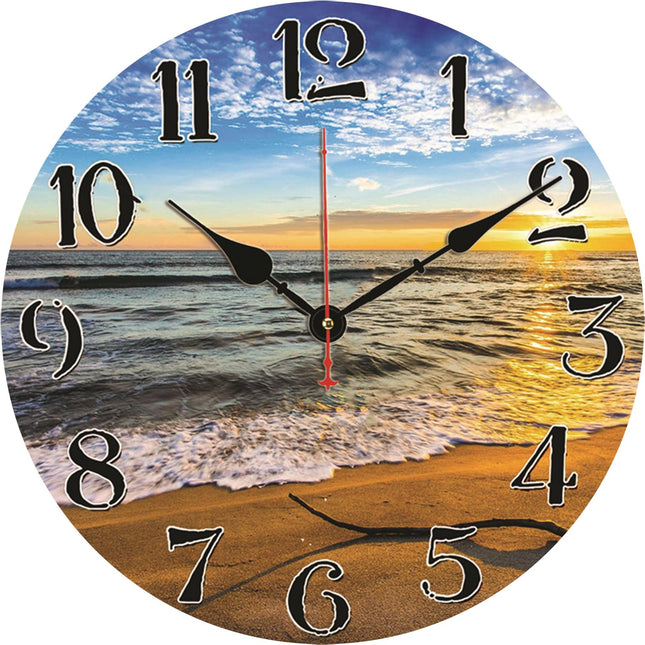 TAHEAT 12 Inch Beach Sea Wall Clock, Modern Nautical Bathroom Decor, Decorative Battery Operated Silent Non Ticking Wall Clocks for Living Room Kitchen Bedroom Office