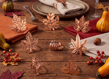 Remerry 8 Pcs Fall Thanksgiving Napkin Rings Set,Autumn Metal Holders