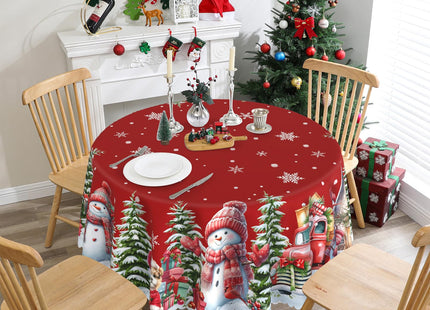 cusugbaso Round Christmas Tablecloth 60 inches - Snowman Christmas Decor