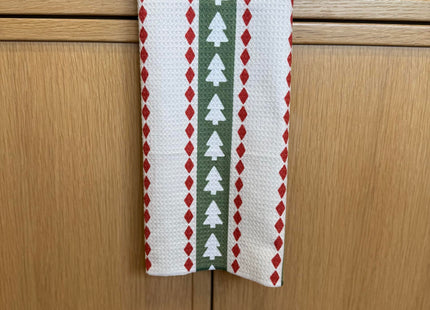 Desert Aqua 2 Pack Double Sided Kitchen Towels || Dish Towels ||Quick Dry || Designer Prints || Highly Absorbent || Hanging Hook (Christmas Tree/Holly)