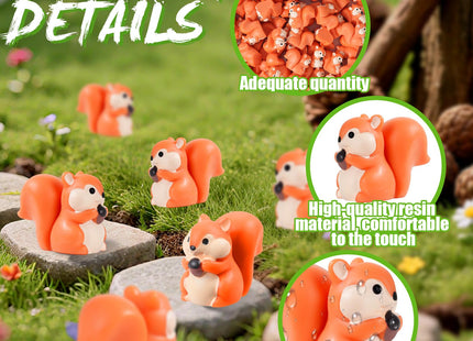 FCKLVMC 50 Pcs Mini Squirrel Figurines, 2.1 x 1.4cm Resin Squirrel Decor Bulk