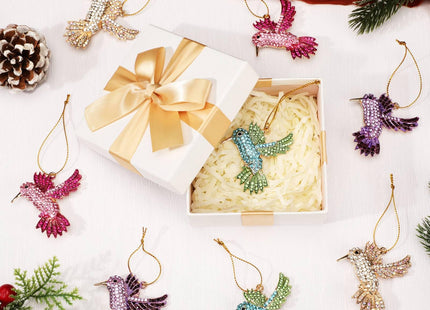 Yuntau 8 Pcs Crystal Christmas Hanging Ornaments, Hummingbird
