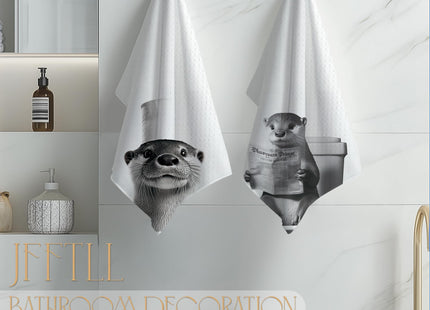 JFFTLL Otter Gifts Bathroom Hand Towels, Otter Decor, Funny Decorative Hand Towels for Bathroom, 16x24 Inch Set of 2