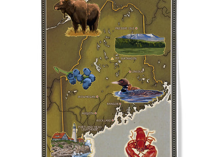 Lantern Press Maine Map and Icons, 12x18 Inch Art Print, Home Decor⁠