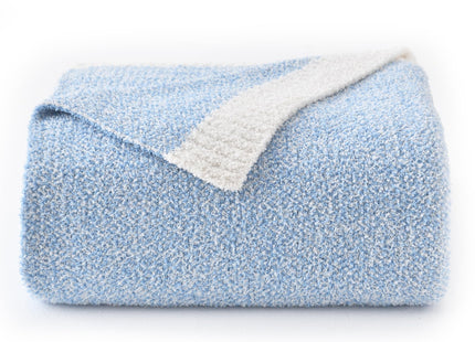 Chunky Knit Boucle Throw Blanket, Soft Washable Coastal Blanket for Bed Couch, Lightweight Cozy Oversized Feather Knit Blanket Indoor Outdoor for Sofa (Blue, Throw 50"x60")
