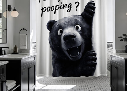 puuiui Funny Black Bear Shower Curtain Kids Animal, 70x72 Inchs