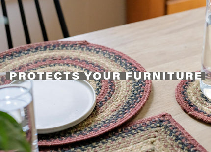 Homespice Highland Braided Placemats for Cabin Decor, Round 15" Set of 2
