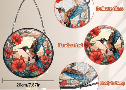 Hummingbird Stained Glass Suncatcher, 8 Inch