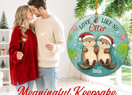 Otter Couple Christmas Ornament 2026 - Couple Gifts for Him & Her