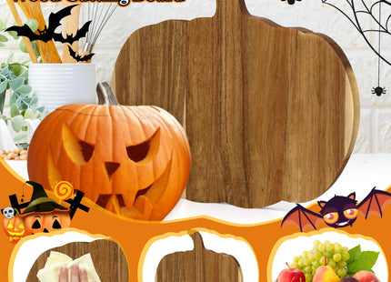 Halloween Pumpkin Wood Cutting Board, Halloween Kitchen Pumpkin Decor Wood Cutting Boards, 12"L x 13"W Charcuterie Board.
