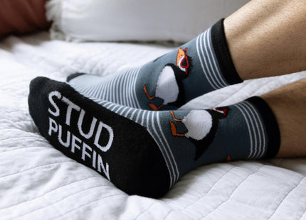 Lazy One Men and Women's Funny Socks, Gag Gifts For Men (Stud Puffin, Men)