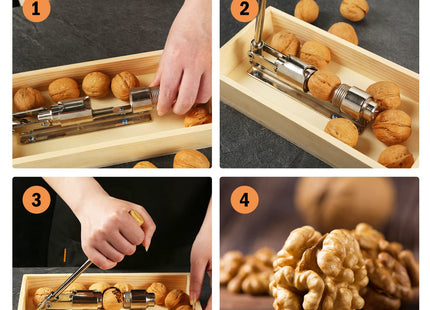 Artcome Heavy Duty Pecan Nut Cracker Tool with 1 Crab Cracker, 2 Wide Crab Forks, Wood Handle Base with Rectangular Wooden Box Base for Walnuts, Chestnuts, Almonds, Pecans, Hazelnuts, etc