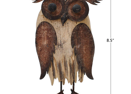 Wood Owl Figurine Decor Animal Statue Sculpture Owl Decoration Rustic Table