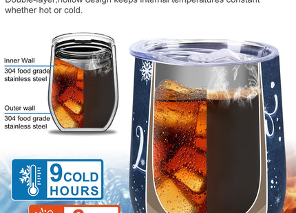 NymphFable 12 oz Snowman Insulated Stainless Steel Tumbler with Straw Lid