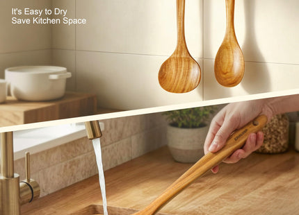 Acacia Wood Spatula Set, 2-Piece Mushroom Turner & Salad Spoon