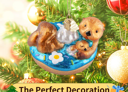 HZYC Christmas Ornaments,Glass Sea Otter Ornament,Christmas Tree Decoration