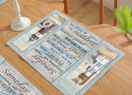 Lighthouse Placemats Set of 4 Nautical Lighthouse Table Mats Washable Place Mats for Home Party Indoor Kitchen Dining Table Decoration 12x18 Inch
