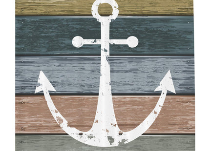 Ambesonne Anchor Shower Curtain, Timeworn Marine Pattern and Grunge Weathered Wooden Planks Rustic Style Nautical, Cloth Fabric Bathroom Decor Set with Hooks, 69" W x 75" L, Khaki Teal