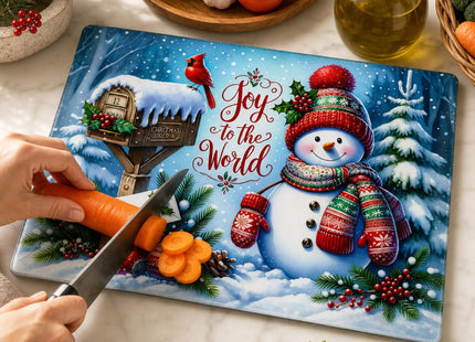 Kathfly Christmas Snowman Cutting Board for Kitchen Counter Decorations