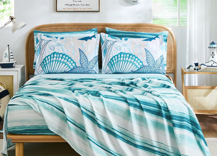 Coastal Comforter Set Full Size, Beach Themed Comforters,7 Pieces