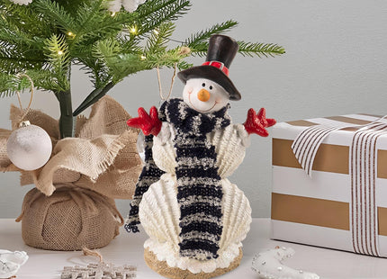 caiydramy 6.5 Inch Beach Snowman Figurines, Resin Seashell Coastal Christmas Table Top Indoor Decorations for Home, Holiday Beachy Winter Tabletop Centerpiece Shelf Mantel Desk Decor