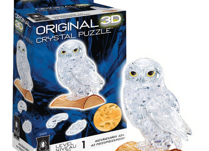 BePuzzled | Owl Original 3D Crystal Puzzle, Ages 12 and Up, Owl, Clear