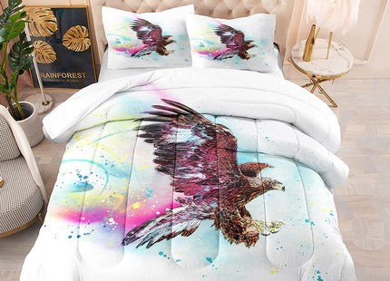 Albideyaa Wildlife Bald Eagle Kids Comforter Sets Full Size Bed Bedding Set Nature Snow Forest 3D Print Duvet Animal Theme Boys Girls Teens Adult Quilt Set with 2Pillowcase