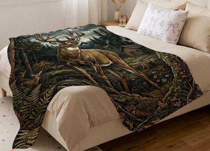 Jekeno Deer Blanket Wilderness Deer Throw Blanket 50"X60"