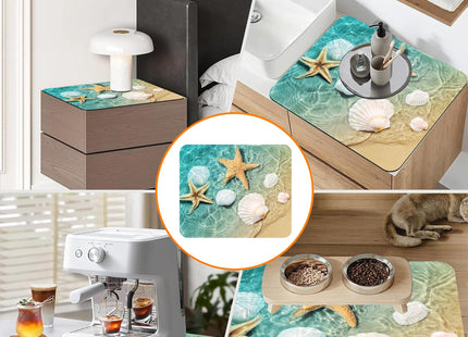 Starfish and Seashell on Beach Washer and Dryer Covers for the Top,Washing Machine Dust Cover Pad Anti-slip Absorbent Protector Mat for Washer Dryer Home Decor,23.6"x19.7"