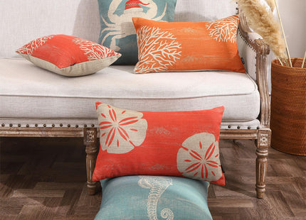 TRENDIN Coastal Pillow Cover 12X20 for Couch Coastal Beach Decor Lumbar Linen Cushion Case Sofa Farmhouse Home Decorations Pink PL1100TR
