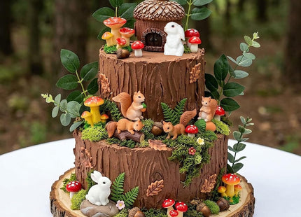 JeVenis Mushroom Woodland Cake Decoration Woodland Animals Cake Decoration