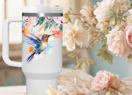 AMZUShome 40 OZ Hummingbird Tumbler with Handle.Hummingbird Lover Gifts.Unique Christmas Birthday Gifts for Hummingbird Lover.Personalized 40 OZ Hummingbird Tumbler Gifts for Women Men.